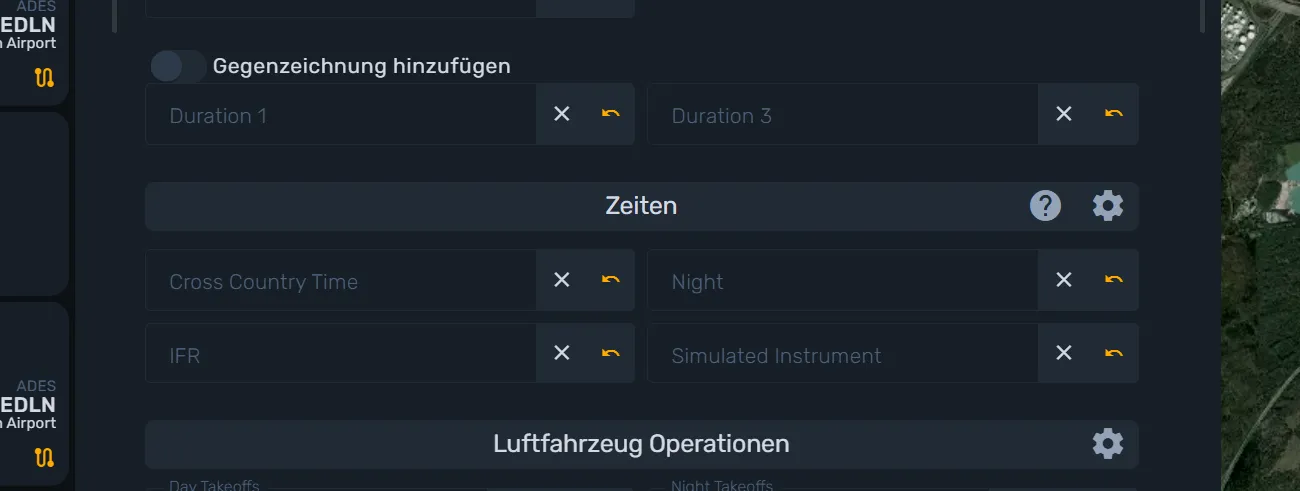 Schalter „Gegenzeichnung hinzufügen“ im ausgeschalteten Zustand bei einem Flug, für den eine Unterschrift nicht verpflichtend ist